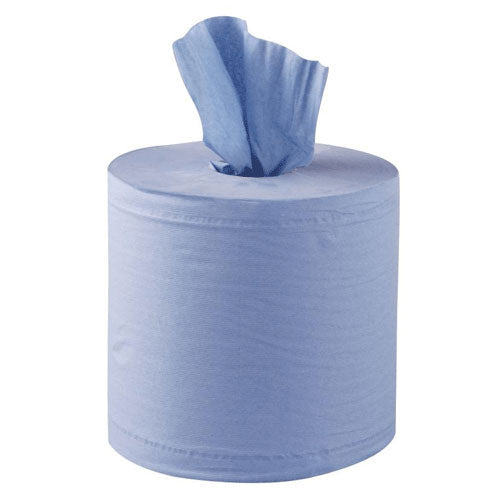 Blue Paper Roll 2 ply 150M x 19cm Embossed Centre Feed Pack of 6