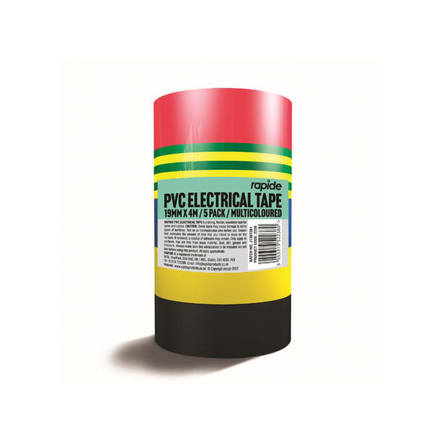 PVC TAPE MIXED COLOURS 19MM x 4M 5PK from Workshop Plus