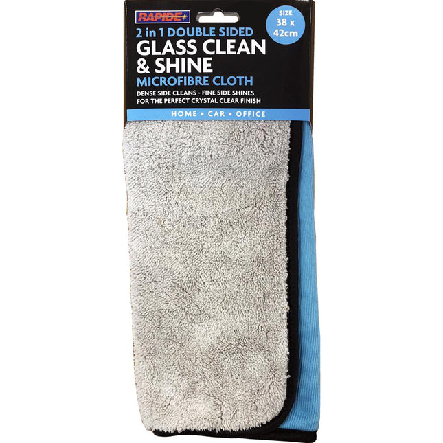 2 In 1 Doubled Sided Glass Clean & Shine Microfibre Cloth From Workshop Plus