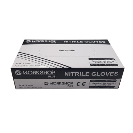 Black Nitrile Gloves - Box of 100 From Workshop Plus