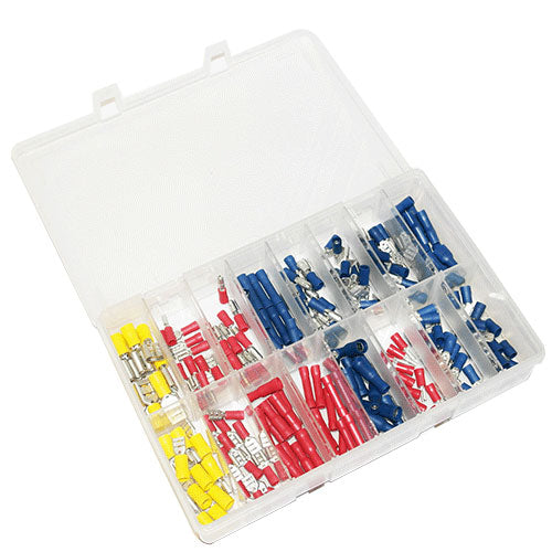 Assorted Push On Terminals In Red, Yellow And Blue 200 Pieces