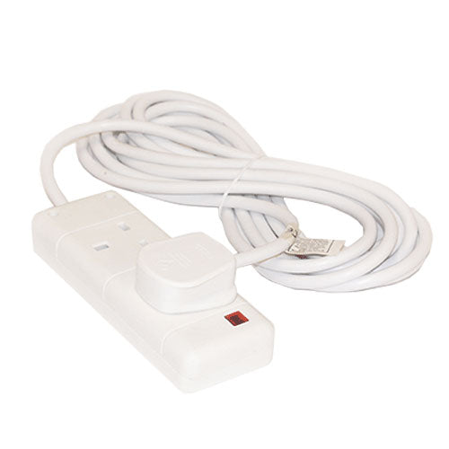 2 Plug 5M Extension Cord 13A White