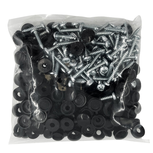 Self Tapping Number Plate Screws And Caps - 100 Pieces by Workshop Plus