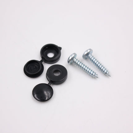 Self Tapping Number Plate Screws And Caps - 100 Pieces by Workshop Plus