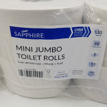 2 Ply Mini Jumbo Toilet Rolls - 12 Pieces From Workshop Plus